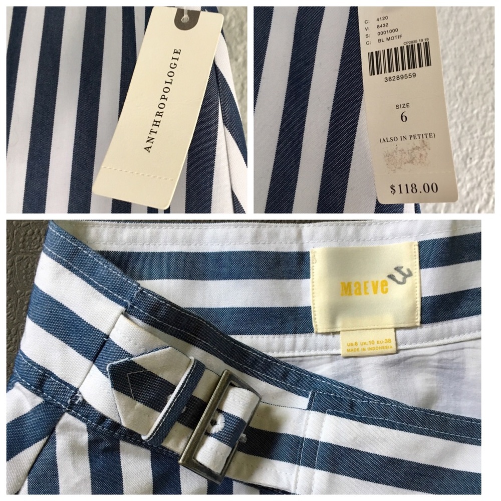 NWT Anthropologie Maeve assymetrical striped summer midi skirt - Picture 7 of 8